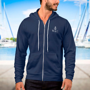 Pull À Capuche Ancre de bateau nautique Monogramme personnalisé