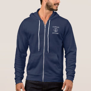 Pull À Capuche Ancre de la mer moderne et votre nom/grade Marine