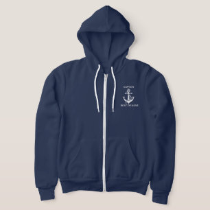 Pull À Capuche Ancre Marine Nautique Bateau bleu Capitaine