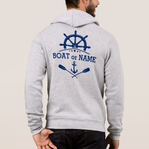 Pull À Capuche Ancre nautique Oars Navires Roue Helm Nom du batea