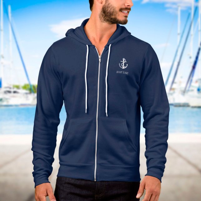 Pull À Capuche Ancre nautique personnalisée et nom de bateau de c (Créateur téléchargé)
