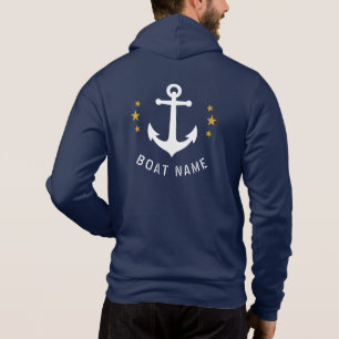 Pull À Capuche Ancre Vintage nautique Nom du bateau Gold Stars Ma