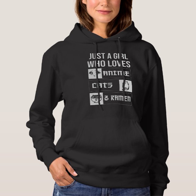 Pull À Capuche Anime cadeau parfait, chats et Ramen (Devant)