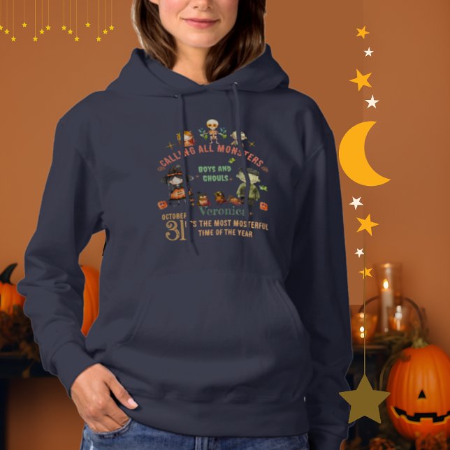 Pull À Capuche Appel à tous les monstres Halloween T-shirt (Calling All Monsters Halloween T-Shirt Hoodie)
