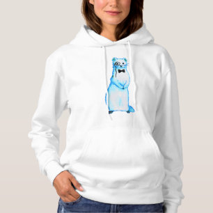 Pull À Capuche Aquarelle Ferret Gentleman avec Cravate Monocle Bo