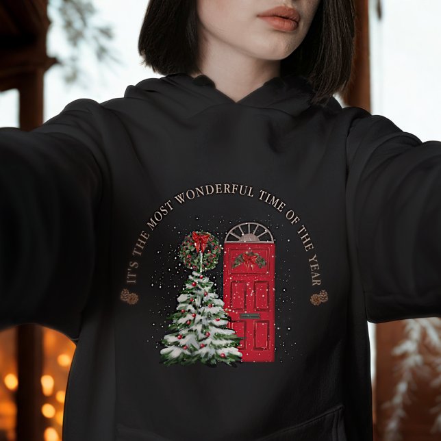 Pull À Capuche Aquarelle verte neige mignonne Arbre de Noël (Créateur téléchargé)