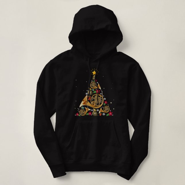 Pull À Capuche Arbre de Noël de la Corne française (Design devant)