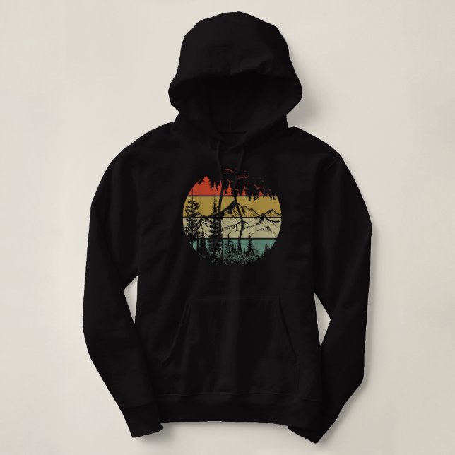Pull À Capuche Arbres Forêts Rétro Nature Femmes Hommes Vinta (Design devant)