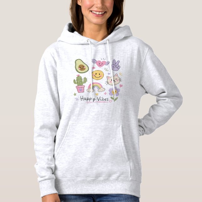 Pull À Capuche Arc-en-ciel de smiley mignon  (Devant)