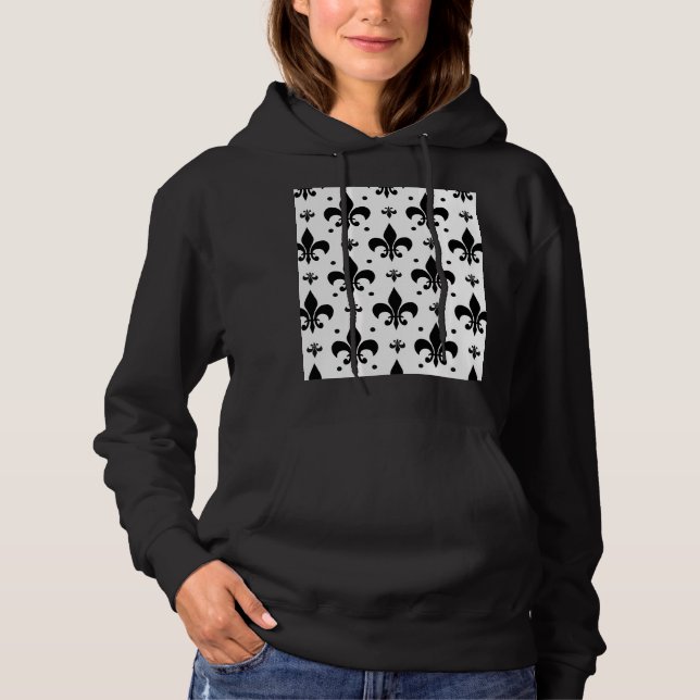 Pull À Capuche Arrière - plan blanc Fleur-de-lis Motif design (Devant)