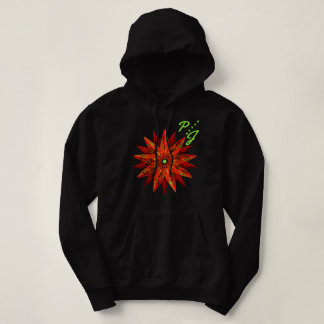 Pull À Capuche Art Déco Noël Rouge Poinsettia Monogramme