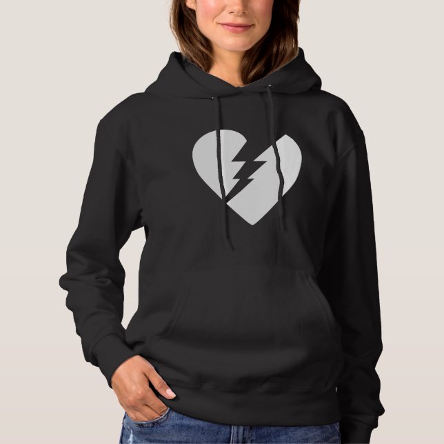 Pull À Capuche Art vectoriel du coeur brisé noir et blanc (Devant)