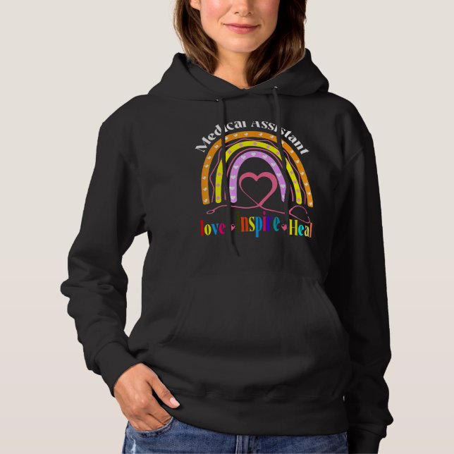 Pull À Capuche Assistant Médicale Rainbow Love Inspire Nur de soi (Devant)