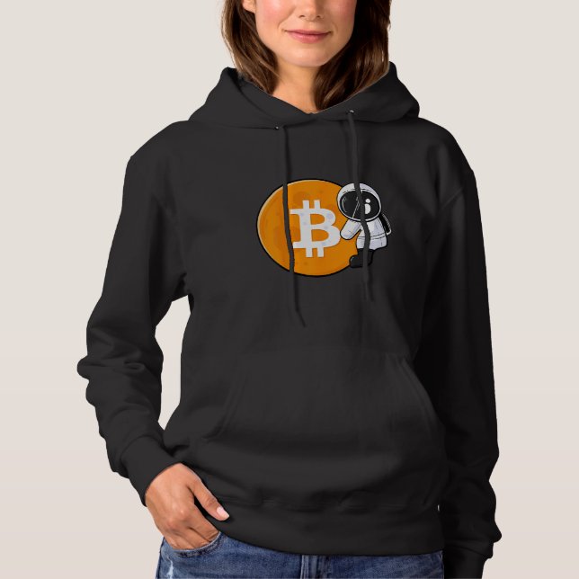 Pull À Capuche Astronaut Holding Bitcoin To The Moon HODL BTC Cry (Devant)