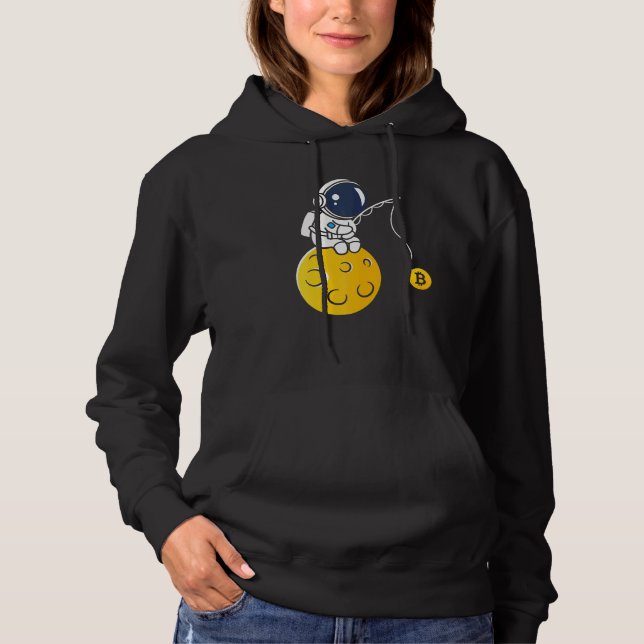 Pull À Capuche Astronaut Moon Fishing BTC Crypto Cryptocurrency B (Devant)