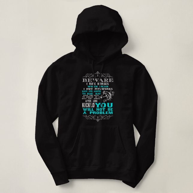 Pull À Capuche Attention Je Ride Chevaux Drôle Cheval Lover T-Shi (Design devant)