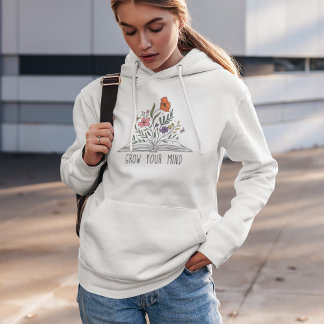 Pull À Capuche Augmentez votre esprit Boho Fleur sauvage et livre