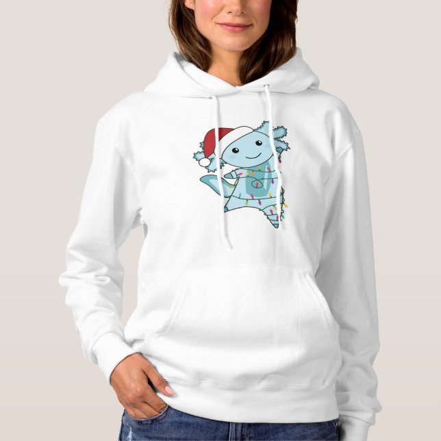 Pull À Capuche Axolotl Joyeux Noël Animaux d'hiver Axolotls (Devant)