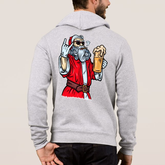 Pull À Capuche Bad Père Noël, Rock, Bière et Cigar (Dos)