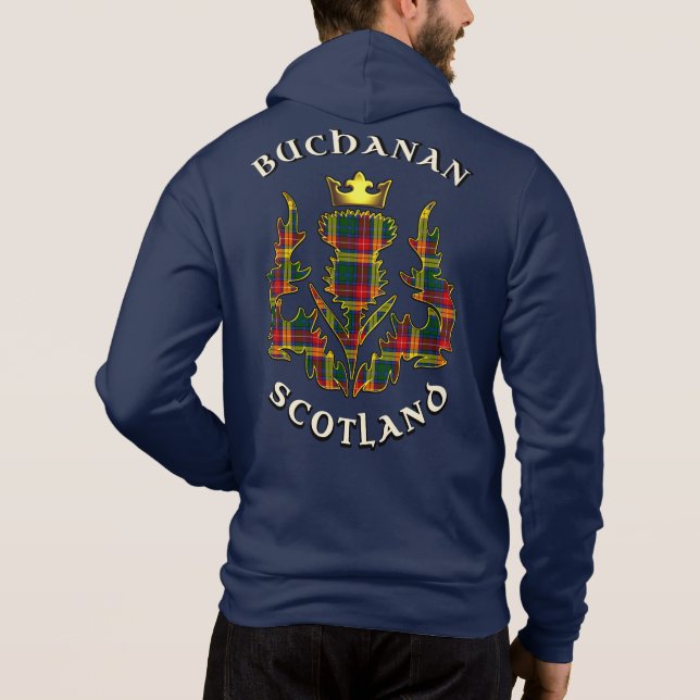 Pull À Capuche Badge de clan Buchanan & Tartan avec devise (Dos)