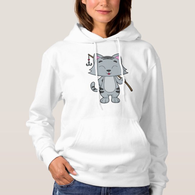 Pull À Capuche Baguette de pêche de chat (Devant)