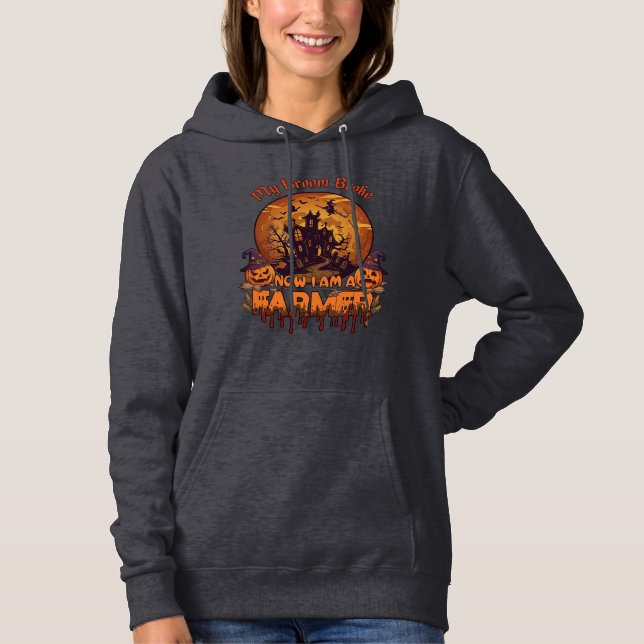 Pull À Capuche Balai Brisé Ferme Halloween Sorcière Maison Hantée (Devant)