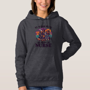 Pull À Capuche Balai Infirmière Cassée Halloween Sorcière Maison
