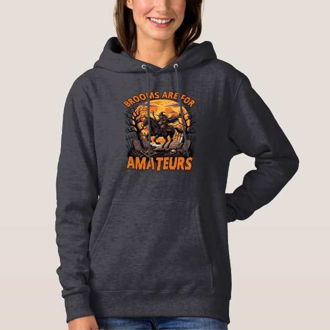 Pull À Capuche Balais Sont Des Amateurs Halloween Sorcière Cheval (Devant)