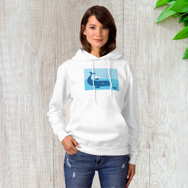 Pull À Capuche Baleine nautique et voilier mer bleue océan (Créateur téléchargé)
