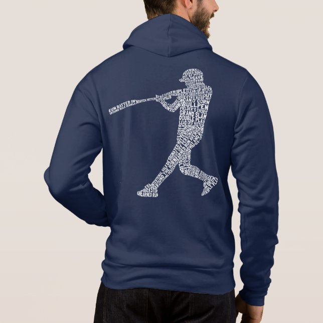 Pull À Capuche Baseball Softball Lecteur Word Art Wordle (Dos)