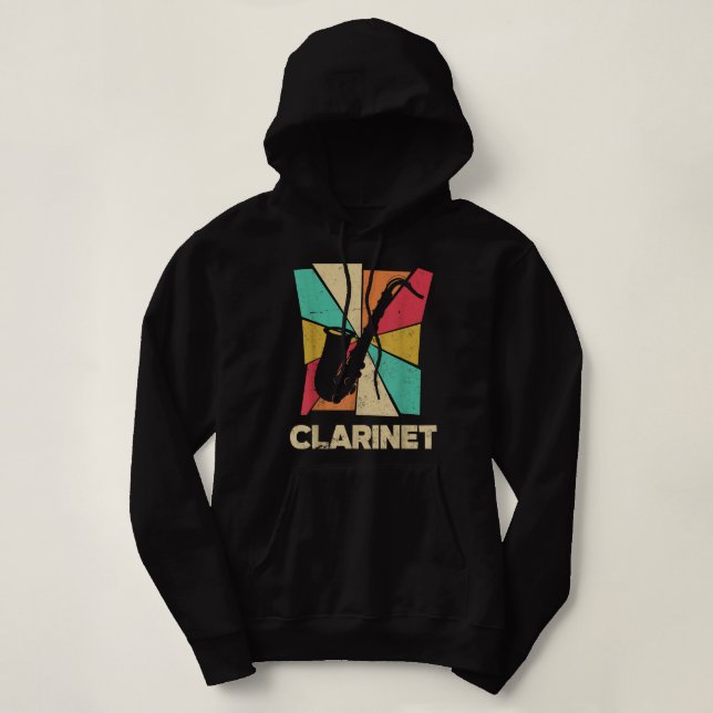 Pull À Capuche Basse Clarinet Clarinetist Joueur Clarinet Silhoue (Design devant)