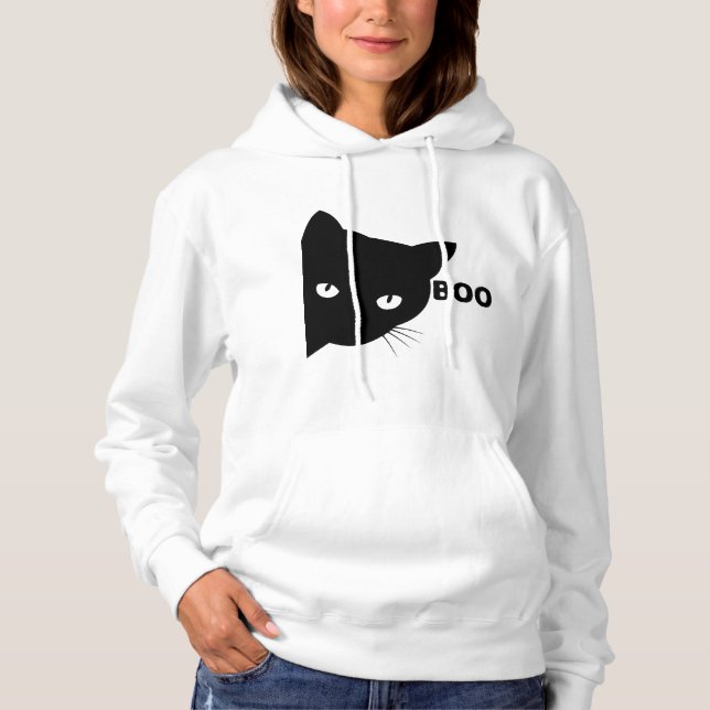 Pull À Capuche Bateau à chat noir Chats cadeaux Halloween (Devant)
