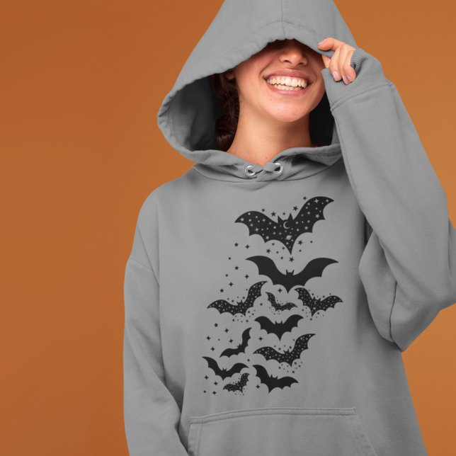 Pull À Capuche Bats et Étoiles de la Galaxie d'Halloween en Volan (Créateur téléchargé)
