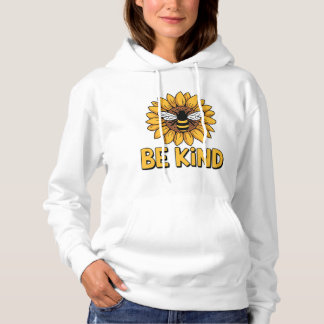 Pull À Capuche Be Kind Sunflower Bee Design Positive Kindness 