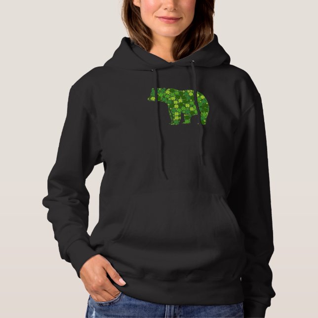 Pull À Capuche Bear Irish Lucky Green Shamrock C Jour de la Saint (Devant)