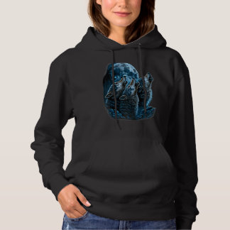 Pull À Capuche Beautiful Night Time Wolf Howling At Moon Raglan B
