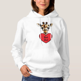 Pull À Capuche Bébé Coeur Giraffe avec votre message personnalisé