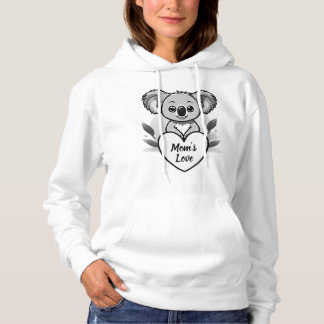Pull À Capuche Bébé Koala Ours Coeur avec votre message personnal