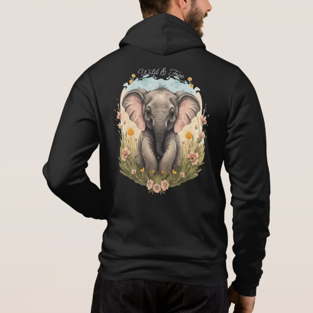 Pull À Capuche Bébé mignon Eléphant Calf Fleur sauvage Wanderlust (Dos)