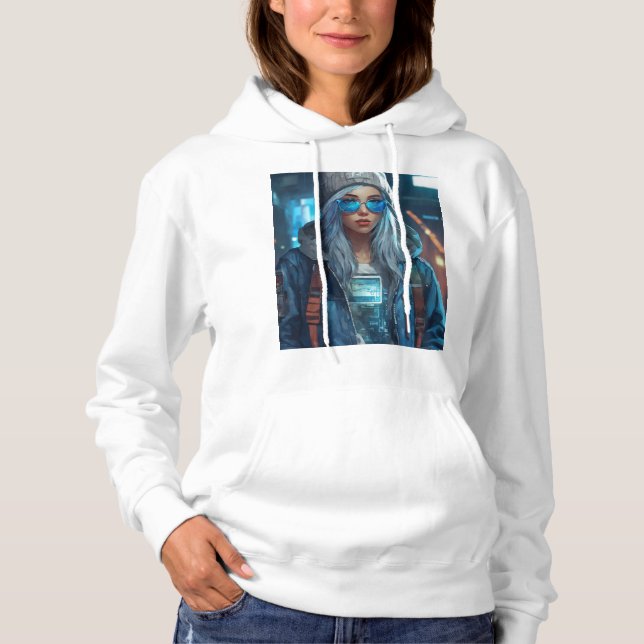 Pull À Capuche Belle Fille Et Chat En Colère T-shirt (Devant)