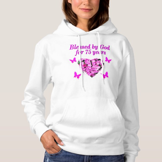PULL À CAPUCHE BÉNÉFICIÉ 75E ANNIVERSAIRE CONCEPTION FLORALE (Devant)