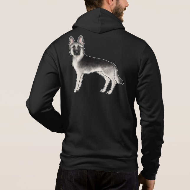 Pull À Capuche Berger Allemand Cartoon GSD Chien Sable Argenté (Dos)