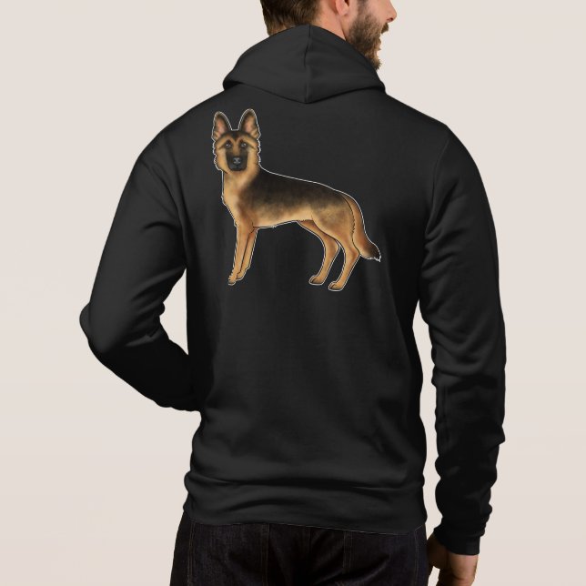 Pull À Capuche Berger Allemand Noir Et Tan GSD Design Chien (Dos)
