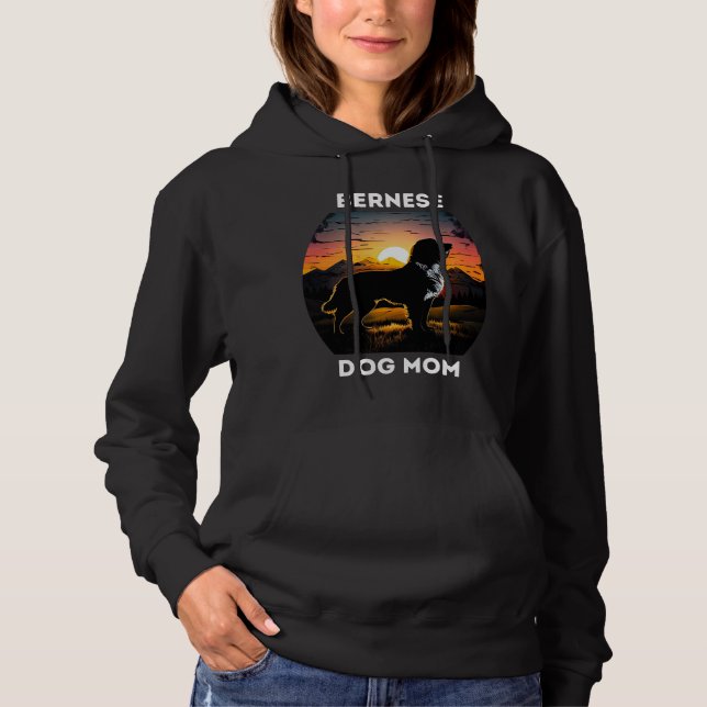 Pull À Capuche Bernese et le soleil levant pour Bernese Dog Mom (Devant)