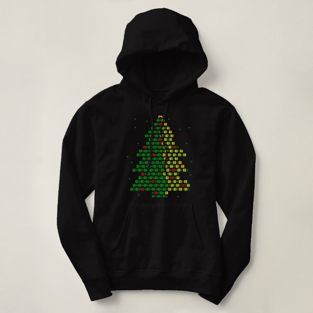 Pull À Capuche Binary Code Christmas Tree Programmateur Informati (Design devant)