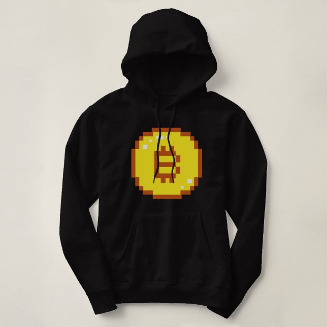 Pull À Capuche Bitcoin Logo Emblem Crypto Blockchain 8bit Pixel R (Design devant)
