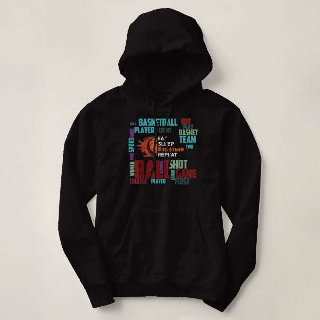 Pull À Capuche Black Basketball Stuff Coach Joueur Équipe Manger  (Design devant)