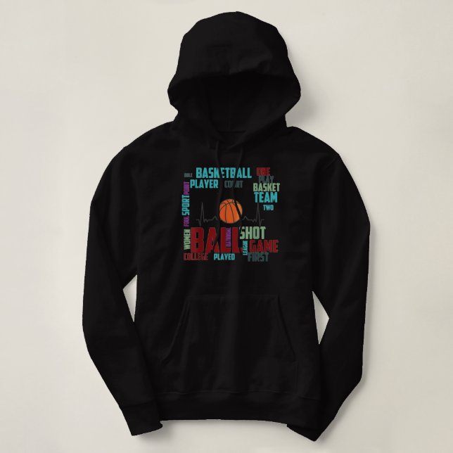 Pull À Capuche Black Basketball Stuff Coach Joueur équipe Red Hea (Design devant)