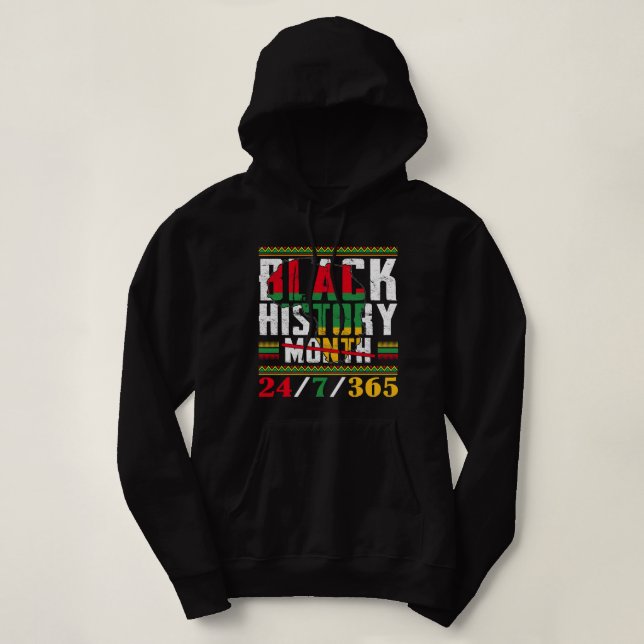Pull À Capuche Black History 24 7 365 Afrique Carte BHM Pride Afr (Design devant)