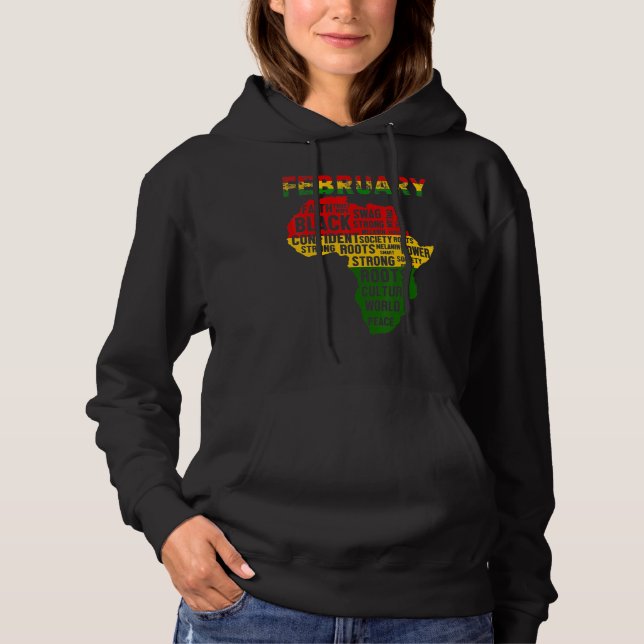 Pull À Capuche Black History Mois Chemise Carte Africaine Couleur (Devant)